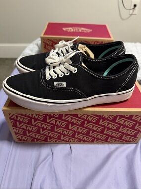 Vans Black Canvas Low-Top Sneakers with White Trim